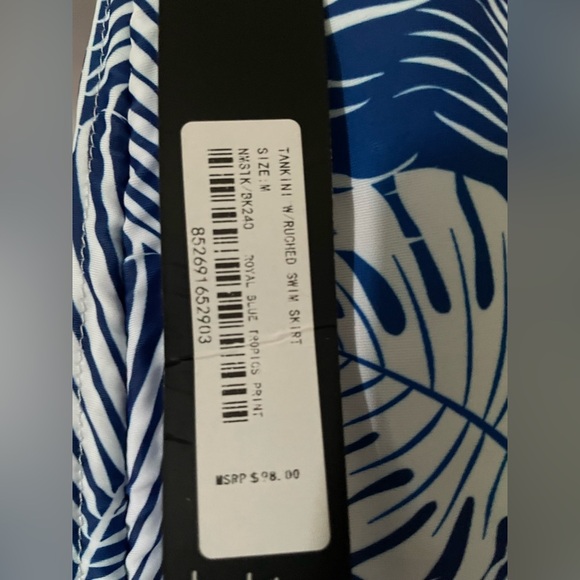 Nicole Miller Blue and White Tropical Bikini Skirt - Picture 8 of 8
